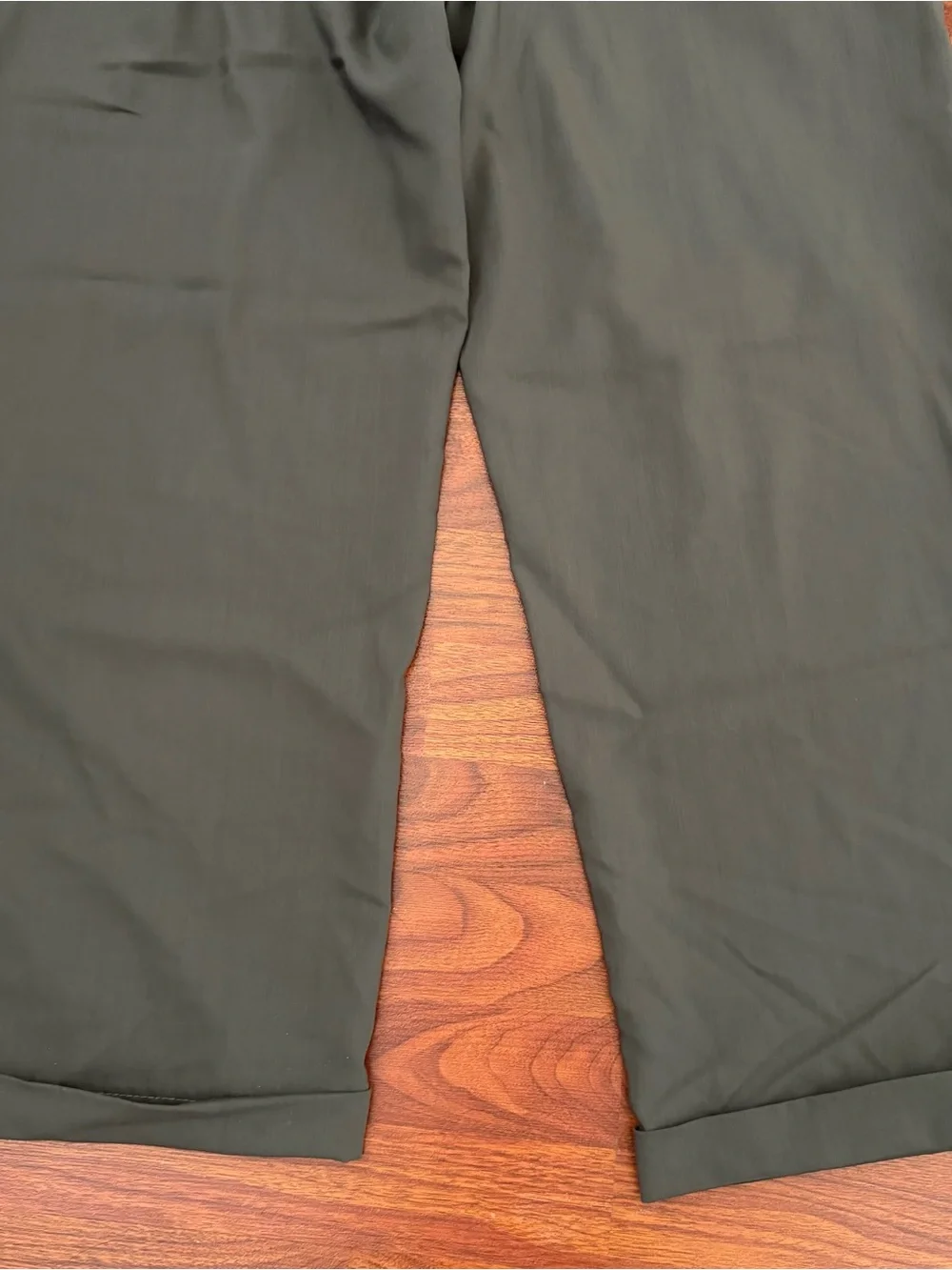 Zanella Mens Dress Pants Slacks 34 Jesse Virgin Wool Pleated Cuffed Italy Olive